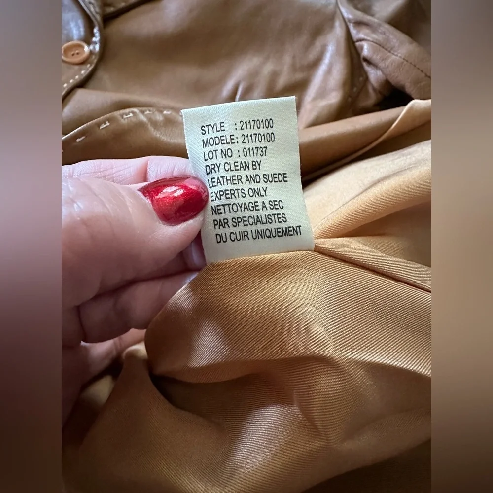 Theory Size M Medium Cognac Caramel Leather Jacket White Stitching R $995